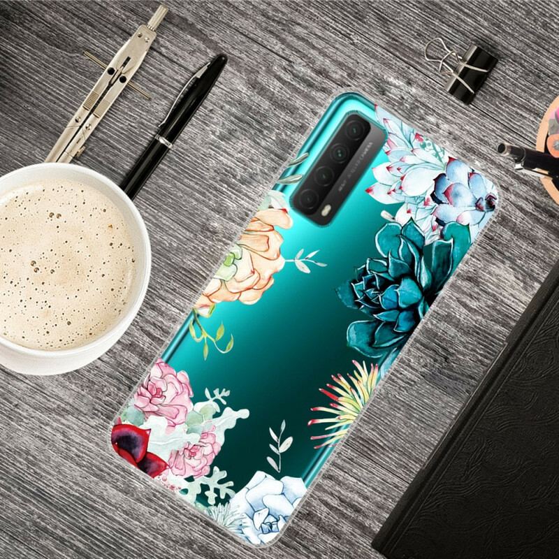 Capa Para Huawei P Smart 2021 Flores Em Aquarela Sem Costura