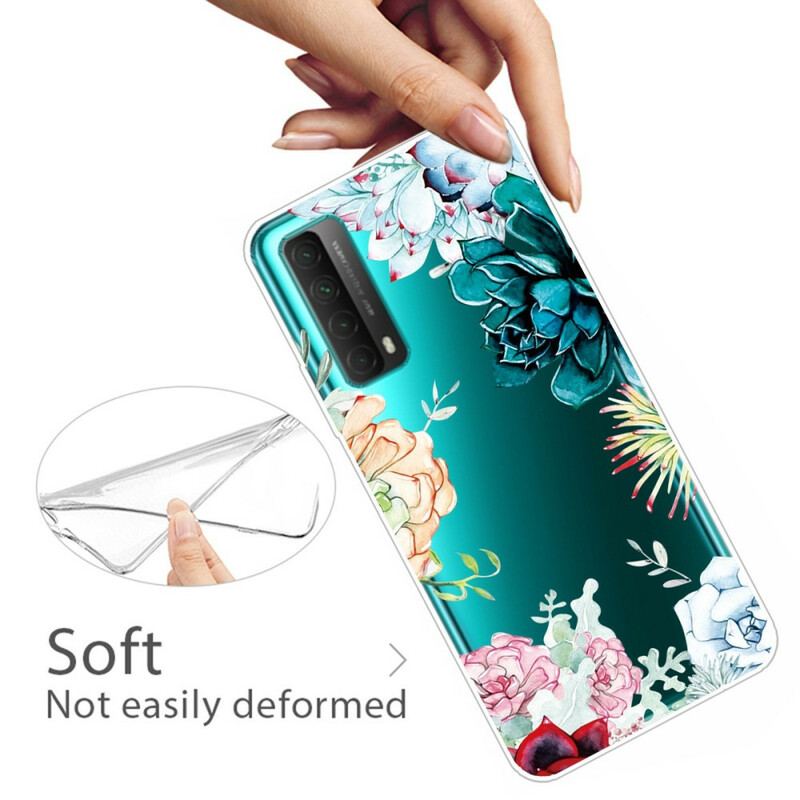 Capa Para Huawei P Smart 2021 Flores Em Aquarela Sem Costura