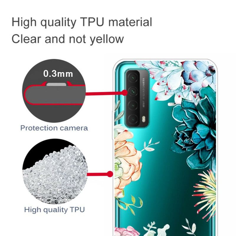 Capa Para Huawei P Smart 2021 Flores Em Aquarela Sem Costura