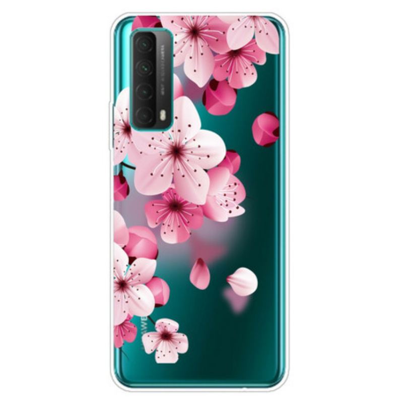 Capa Para Huawei P Smart 2021 Grandes Flores Cor De Rosa