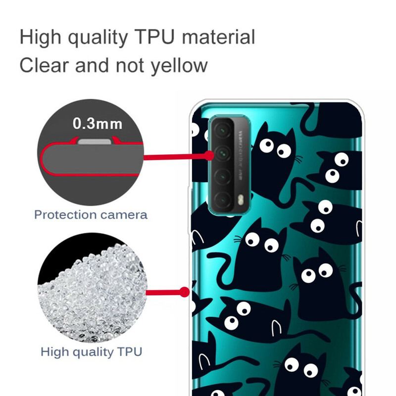 Capa Para Huawei P Smart 2021 Vários Gatos Pretos