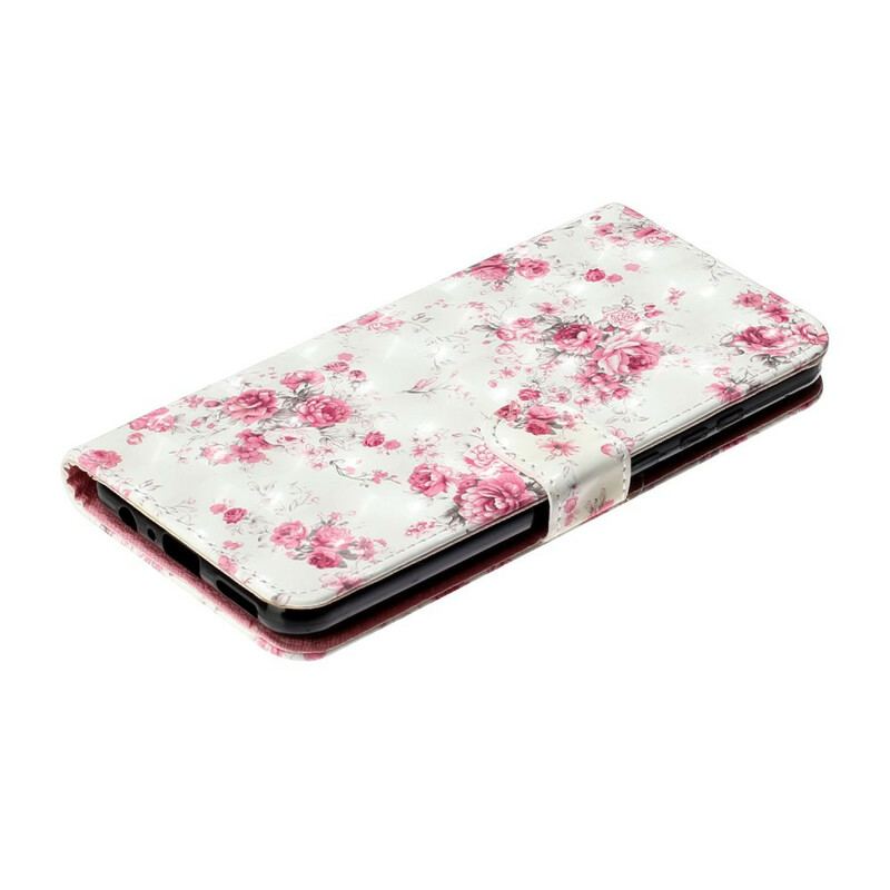 Capa De Couro Para Huawei Y6p De Cordão Strap Light Spot Flowers