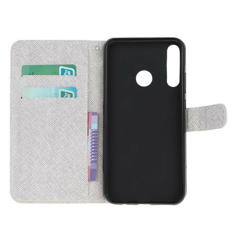 Capa Flip Para Huawei Y6p De Cordão Gatos Divertidos Com Alça