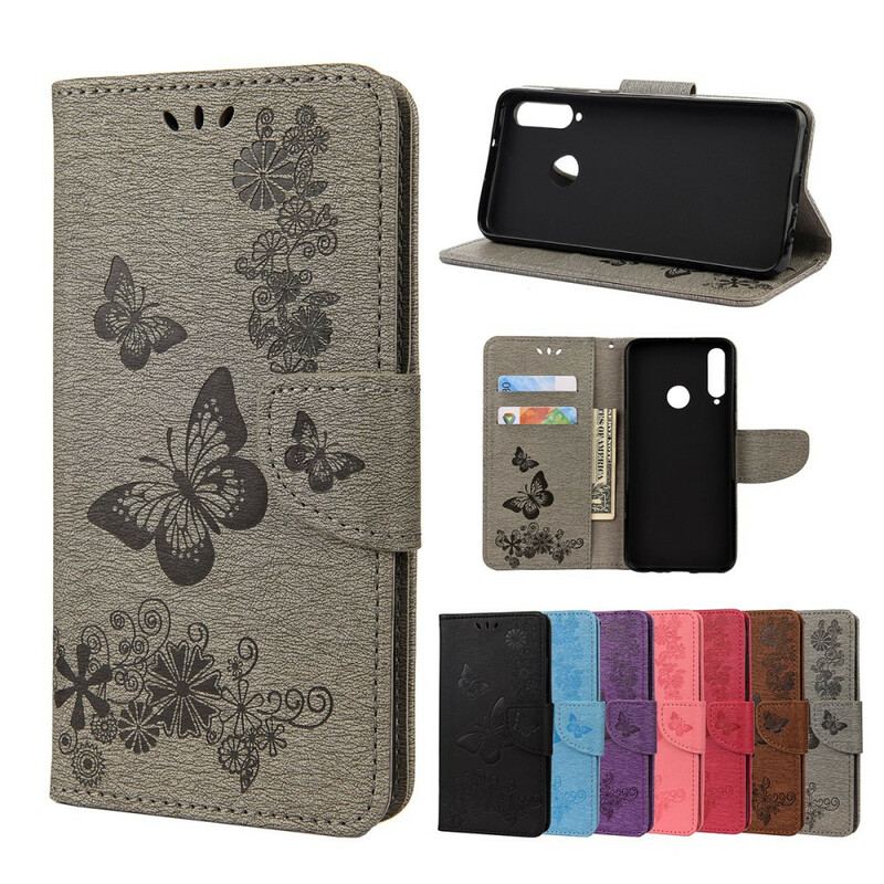 Capa Folio Para Huawei Y6p Apenas Borboletas Com Cordão