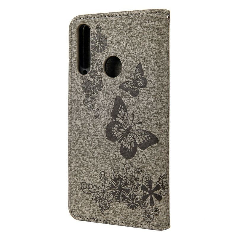 Capa Folio Para Huawei Y6p Apenas Borboletas Com Cordão