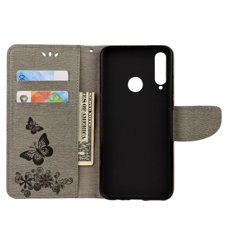 Capa Folio Para Huawei Y6p Apenas Borboletas Com Cordão