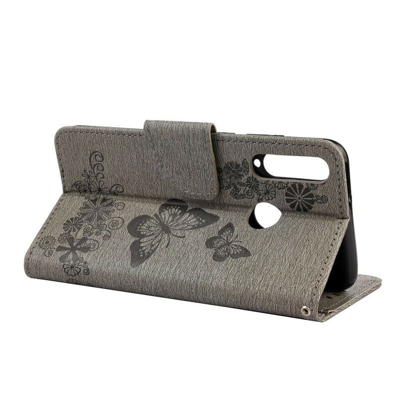 Capa Folio Para Huawei Y6p Apenas Borboletas Com Cordão