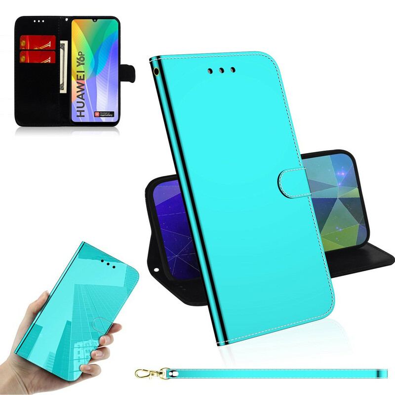 Capa Folio Para Huawei Y6p Capa De Espelho De Couro Sintético