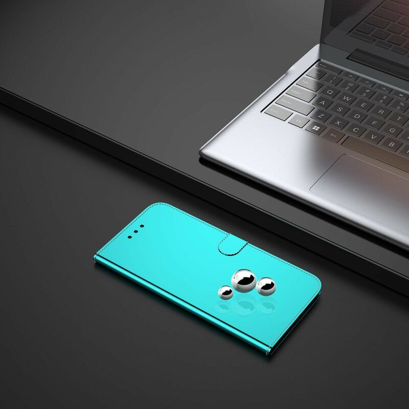 Capa Folio Para Huawei Y6p Capa De Espelho De Couro Sintético