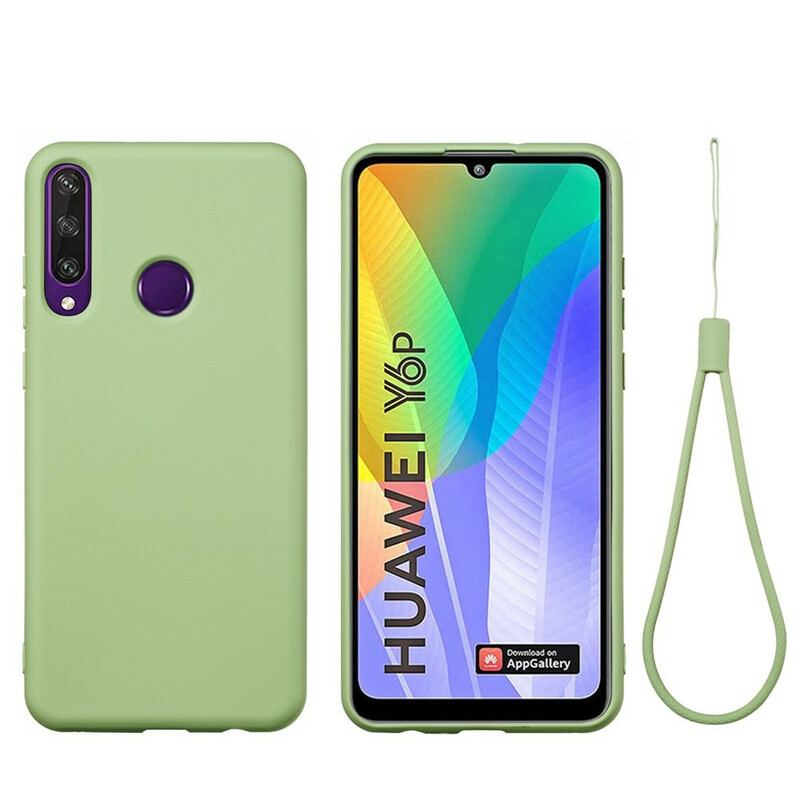 Capa Para Huawei Y6p Silicone Líquido Com Cordão