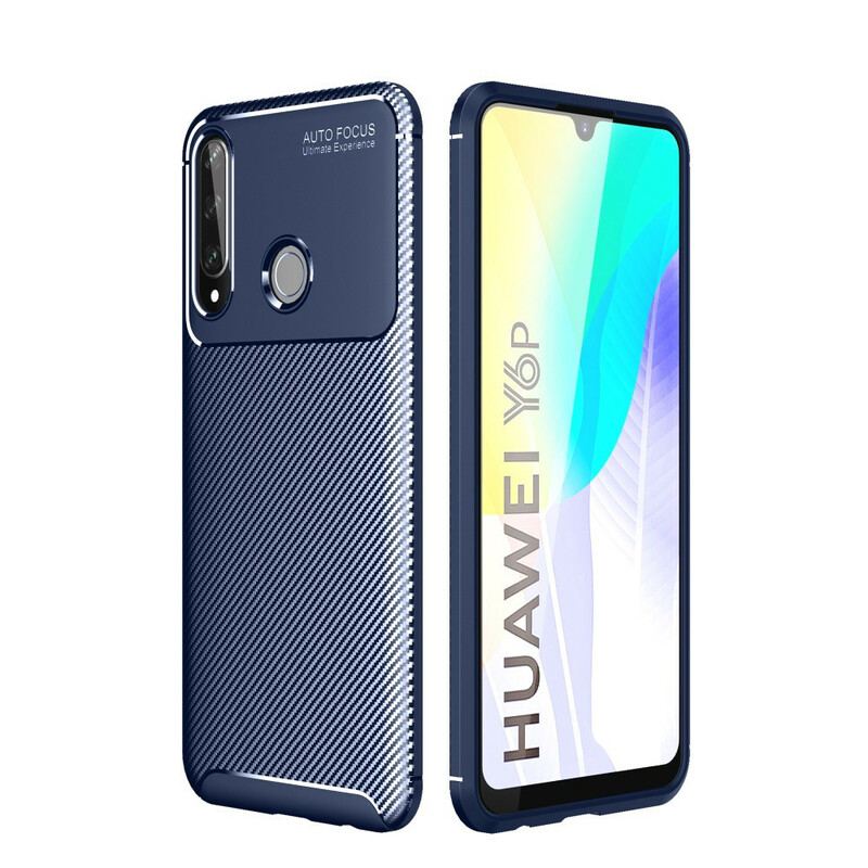 Capa Para Huawei Y6p Textura Flexível De Fibra De Carbono
