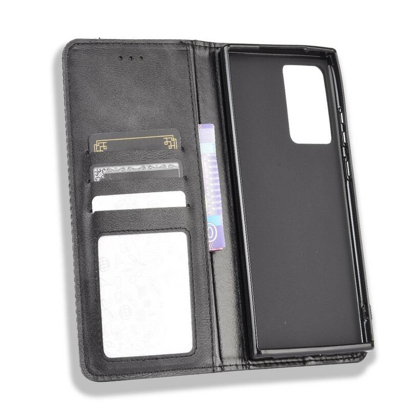 Capa De Celular Para Samsung Galaxy Note 20 Flip Efeito Couro Vintage Estilizado