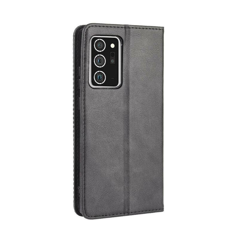 Capa De Celular Para Samsung Galaxy Note 20 Flip Efeito Couro Vintage Estilizado