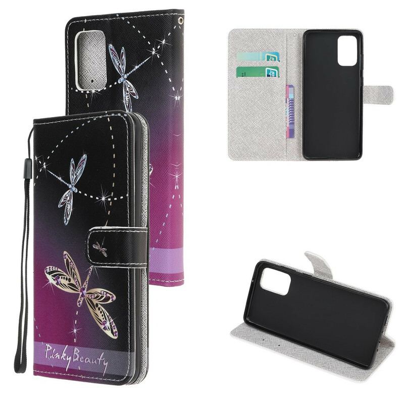 Capa Em Pele Para Samsung Galaxy Note 20 De Cordão Libélulas Strappy