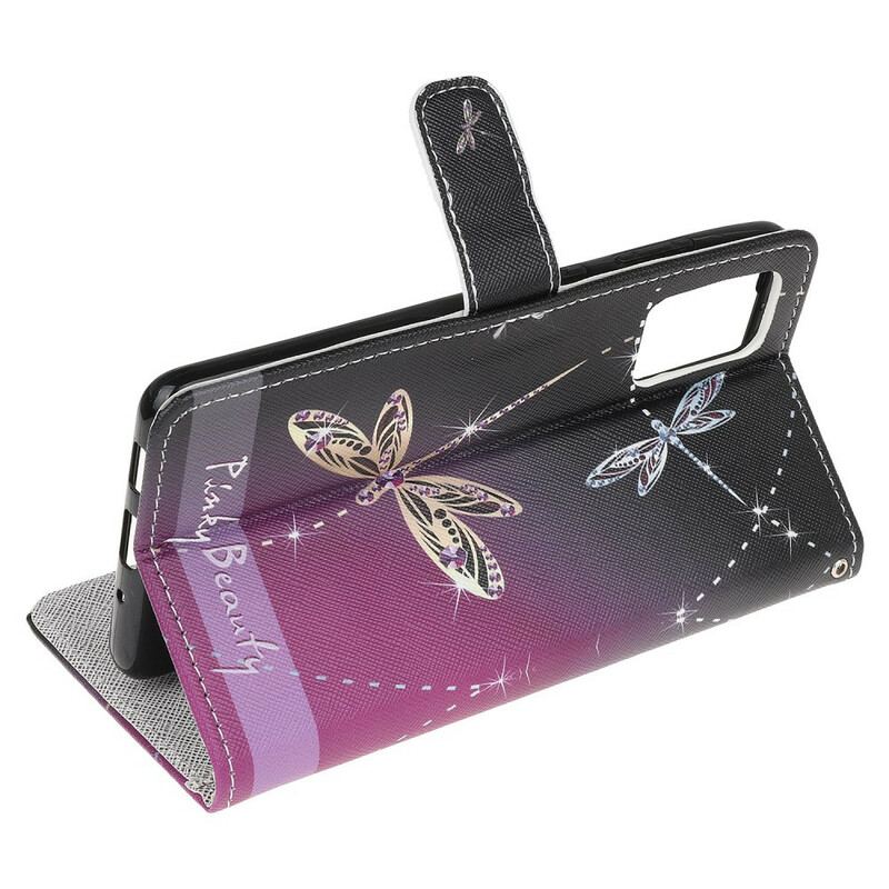 Capa Em Pele Para Samsung Galaxy Note 20 De Cordão Libélulas Strappy