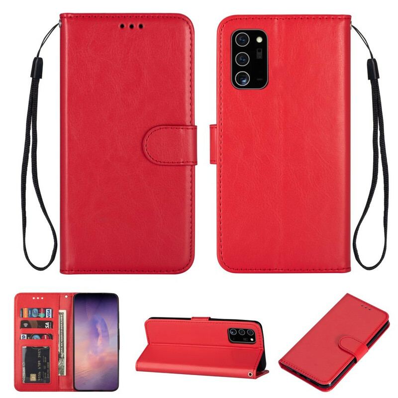 Capa Flip Para Samsung Galaxy Note 20 De Cordão Strappy Série De Cores Sólidas