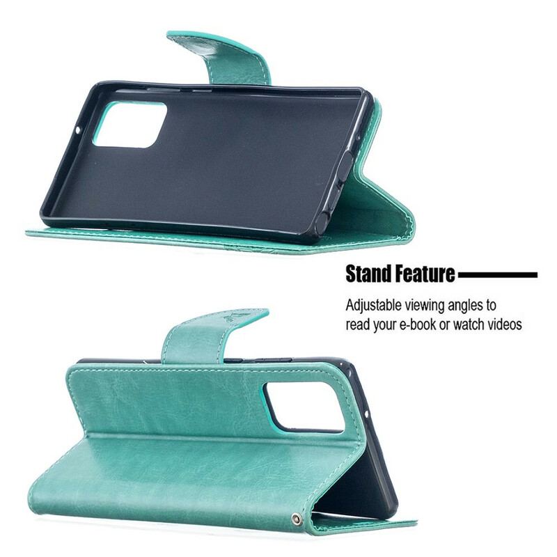 Capa Flip Para Samsung Galaxy Note 20 De Couro Borboletas E Aba Oblíqua