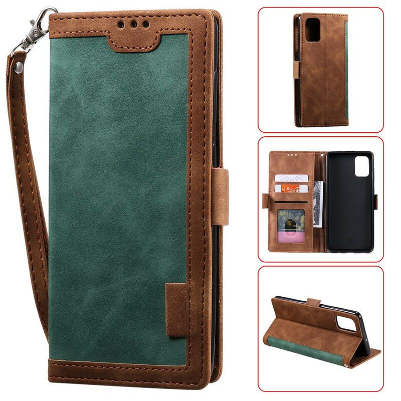 Capa Flip Para Samsung Galaxy Note 20 Couro Sintético Retrô Com Cordão