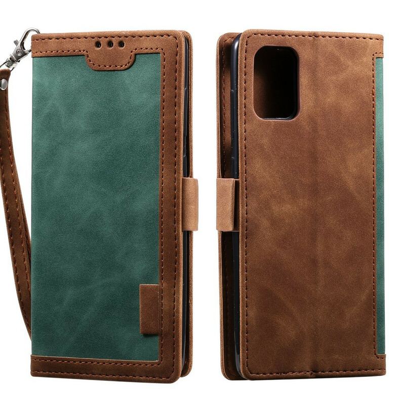 Capa Flip Para Samsung Galaxy Note 20 Couro Sintético Retrô Com Cordão