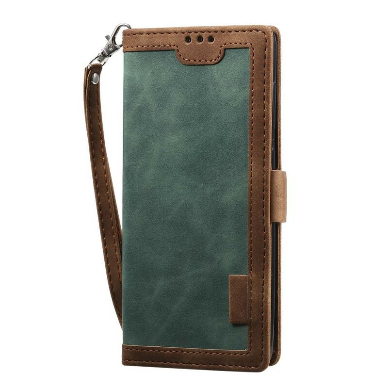Capa Flip Para Samsung Galaxy Note 20 Couro Sintético Retrô Com Cordão
