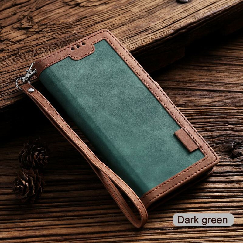 Capa Flip Para Samsung Galaxy Note 20 Couro Sintético Retrô Com Cordão