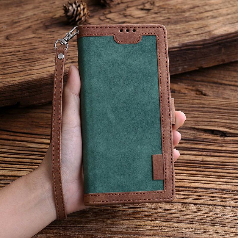 Capa Flip Para Samsung Galaxy Note 20 Couro Sintético Retrô Com Cordão