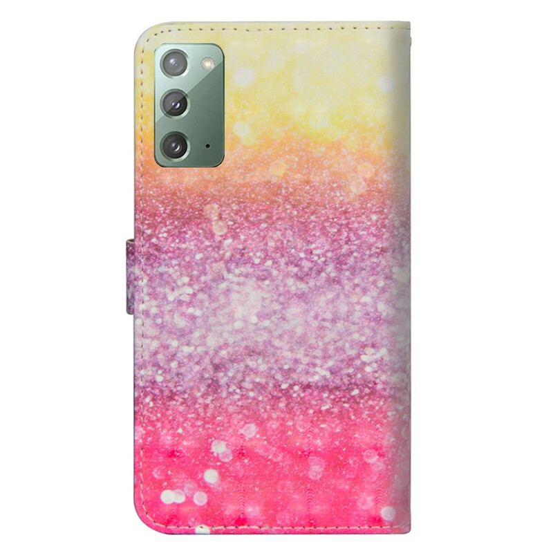 Capa Folio Para Samsung Galaxy Note 20 Gradiente Glitter Magenta