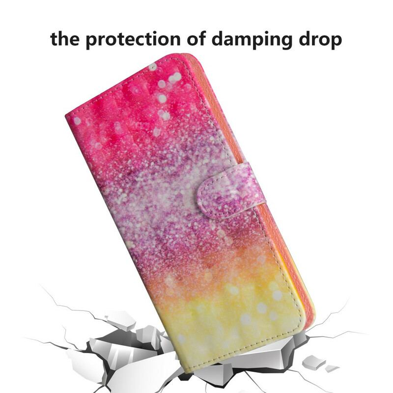 Capa Folio Para Samsung Galaxy Note 20 Gradiente Glitter Magenta