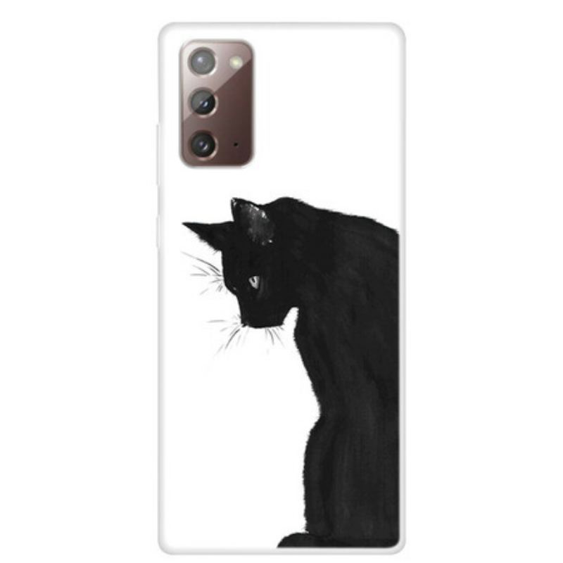 Capa Para Samsung Galaxy Note 20 Gato Preto Pensativo