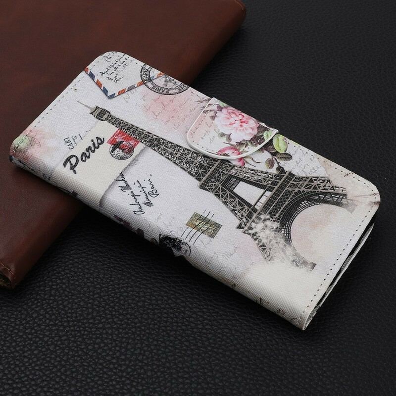 Capa De Couro Para Huawei P Smart Z Torre Eiffel Retrô