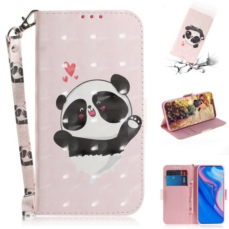 Capa Flip Para Huawei P Smart Z De Cordão Panda Love Com Cordão