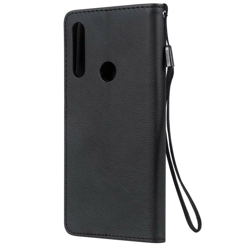 Capa Folio Para Huawei P Smart Z De Cordão Efeito De Couro Com Tiras