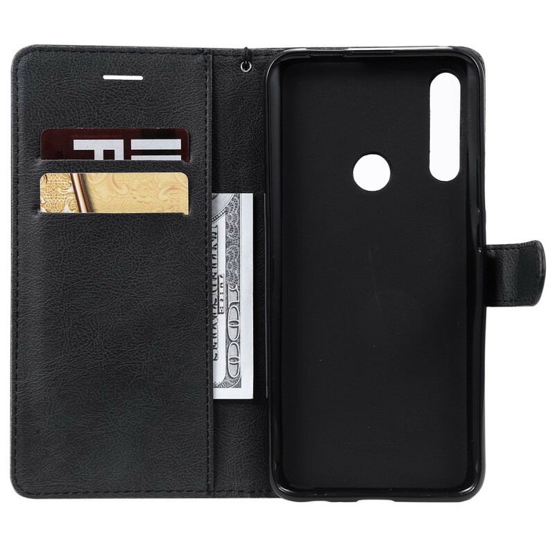 Capa Folio Para Huawei P Smart Z De Cordão Efeito De Couro Com Tiras