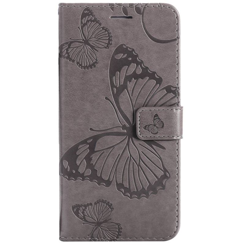 Capa Em Pele Para Vivo Y76 5G De Cordão Borboletas Gigantes