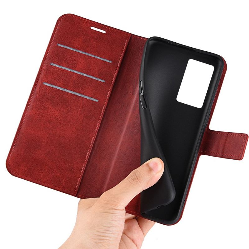 Capa Em Pele Para Vivo Y76 5G Efeito De Couro Extremo Fino