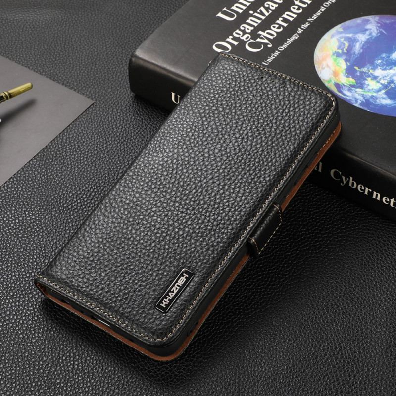 Capa Flip Para Vivo Y76 5G Couro De Lichia Khazneh Rfid