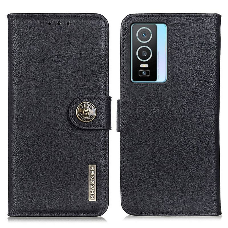Capa Flip Para Vivo Y76 5G Imitação De Couro Khazneh