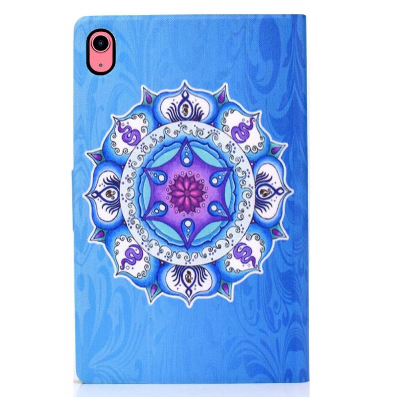 Capa De Couro Para iPad 10.9" (2022) Mandala Em Fundo Azul