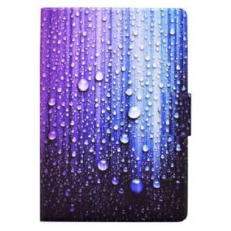 Capa Em Pele Para iPad 10.9" (2022) Chuva Artística