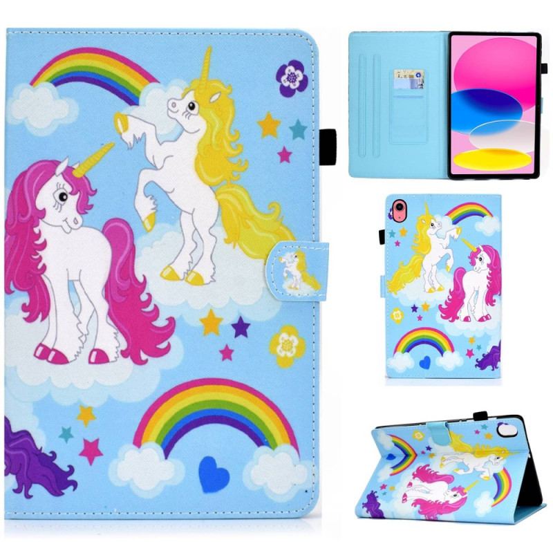 Capa Flip Para iPad 10.9" (2022) Unicórnios Felizes