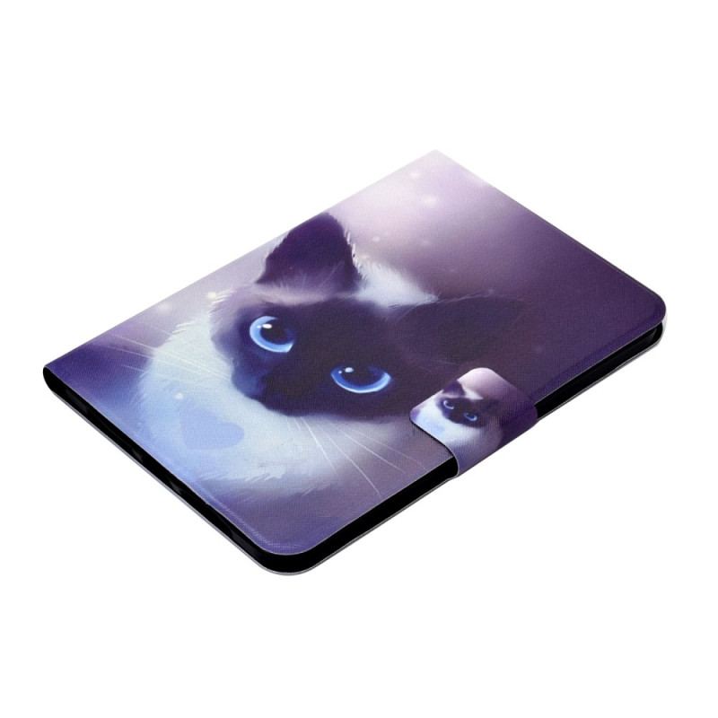 Capa Folio Para iPad 10.9" (2022) Gato De Olhos Azuis