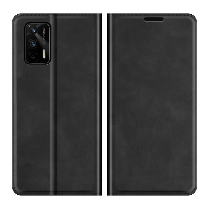 Capa De Celular Para Realme GT 5G Flip Costura De Couro Estilo