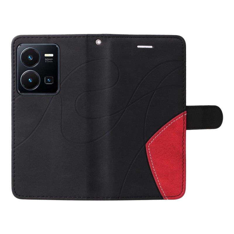 Capa Folio Para Vivo Y22s De Cordão Correia De Dois Tons