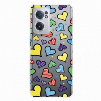 Capa De Celular Para OnePlus Nord CE 2 5G Corações Multicoloridos