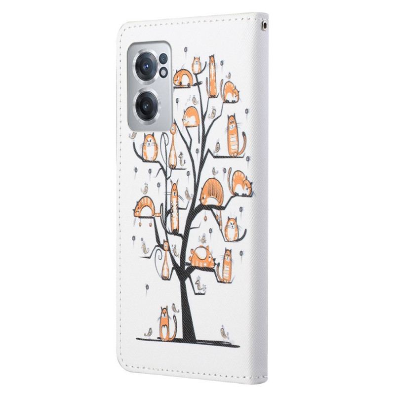 Capa De Couro Para OnePlus Nord CE 2 5G Árvore De Gato