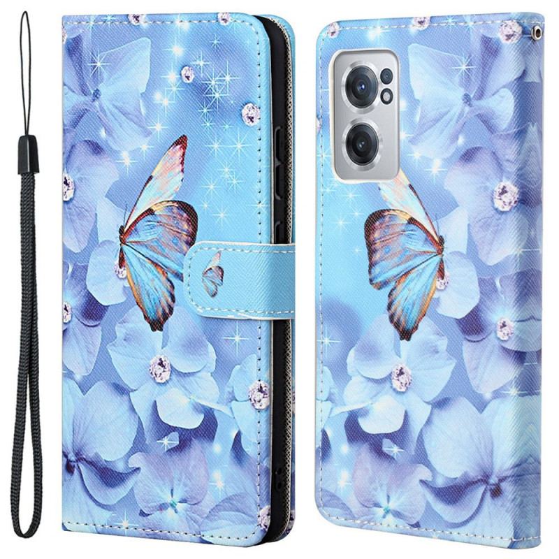 Capa De Couro Para OnePlus Nord CE 2 5G Borboleta Do Céu