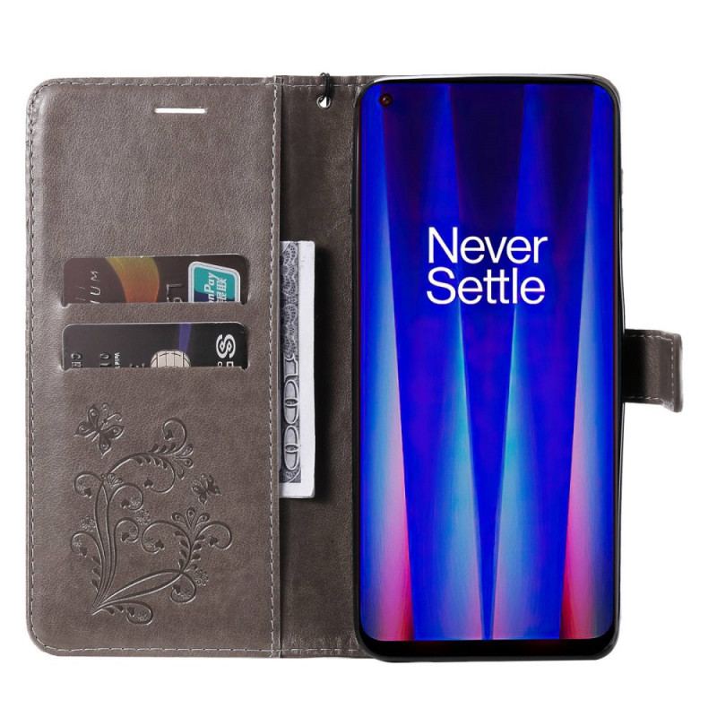 Capa De Couro Para OnePlus Nord CE 2 5G Estampa De Borboleta