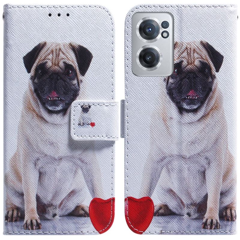 Capa De Couro Para OnePlus Nord CE 2 5G Pug Amaciado
