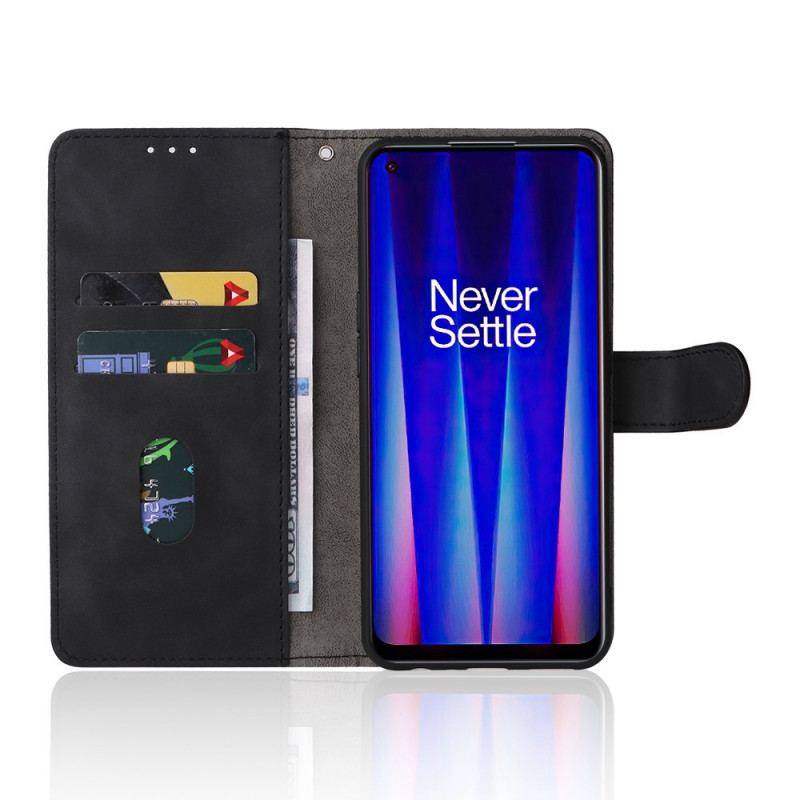 Capa Flip Para OnePlus Nord CE 2 5G De Cordão Textura Da Pele Da Cinta