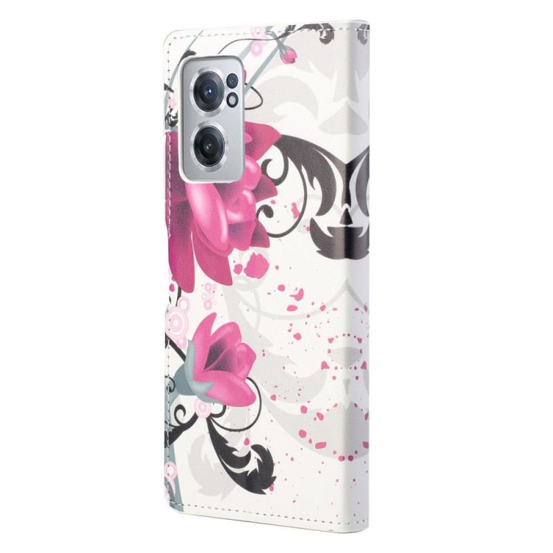 Capa Folio Para OnePlus Nord CE 2 5G Florescer